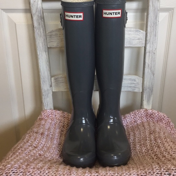 Hunter Original Gloss Tall Boots Graphite Gray - Picture 4 of 16